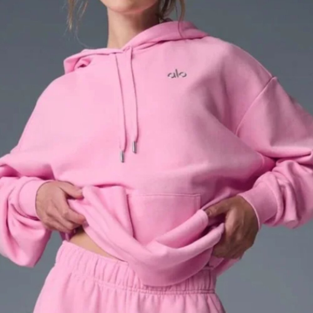 ALO YOGA ACCOLADE HOODIE PULLOVER SWEET PINK NWT